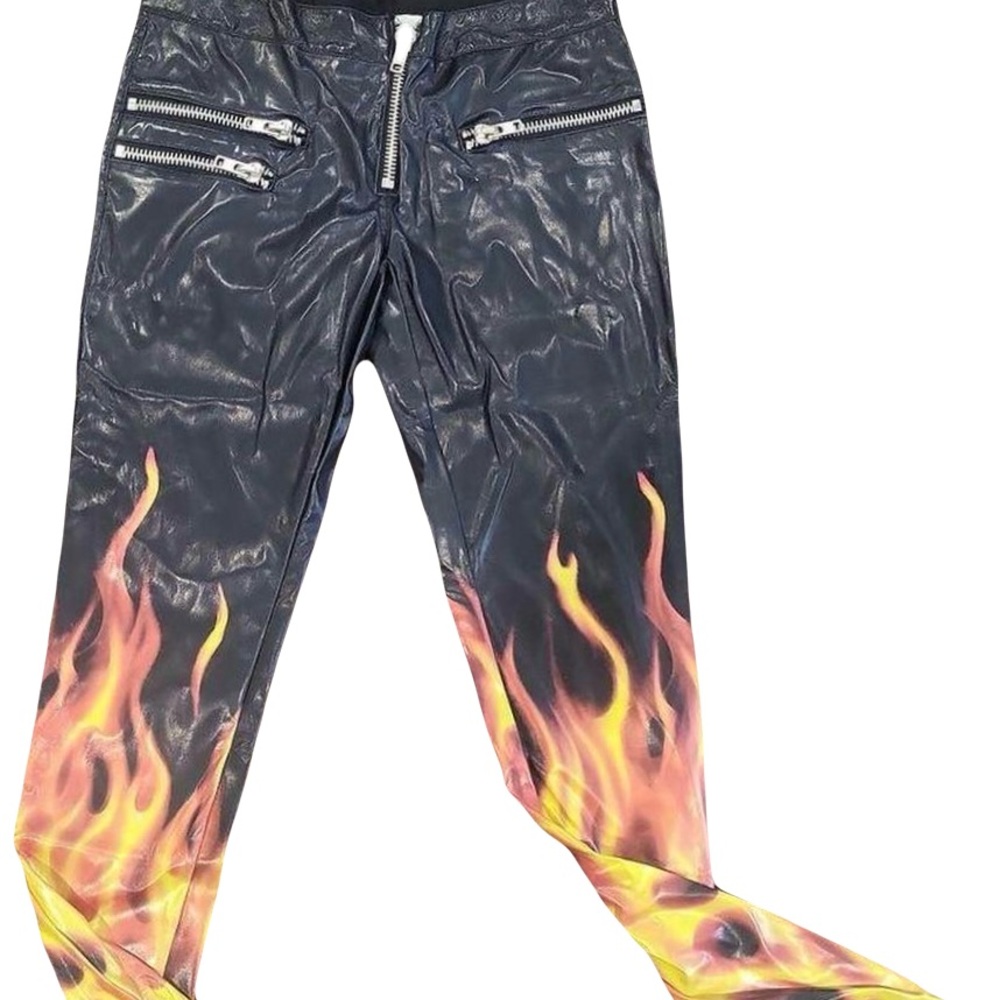 24HRS Vinyl Pants Black with Fire HOT!!!